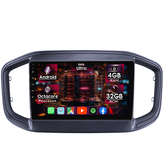 Navigatie dedicata Fiat Strada 2020-2021, 4GB RAM 32GB ROM, Octacore, Display 9" QLED, Carplay&Android Auto, Android 14, Ventilator Activ - imagine 1