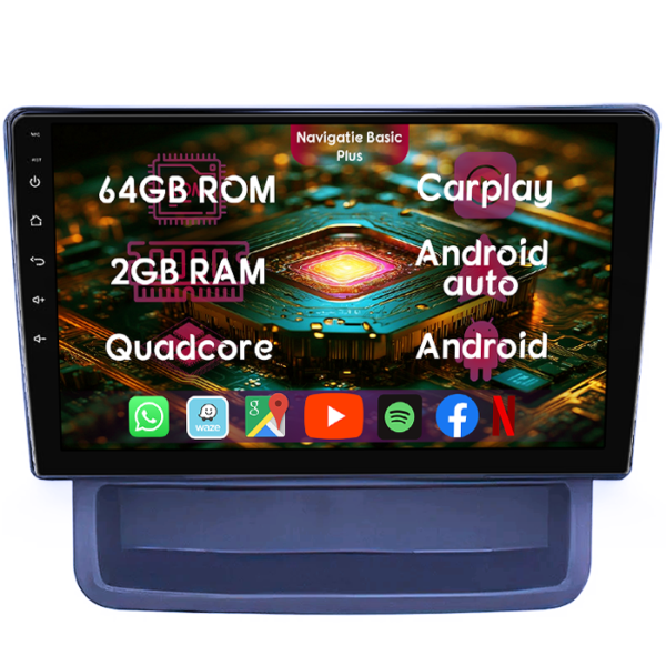 Navigatie dedicata Renault Trafic 2 2001-2014, 2GB RAM 64GB ROM, Quad Core, Display 10" IPS Full HD, Carplay&Android Auto, Android 14, Suport camere AHD