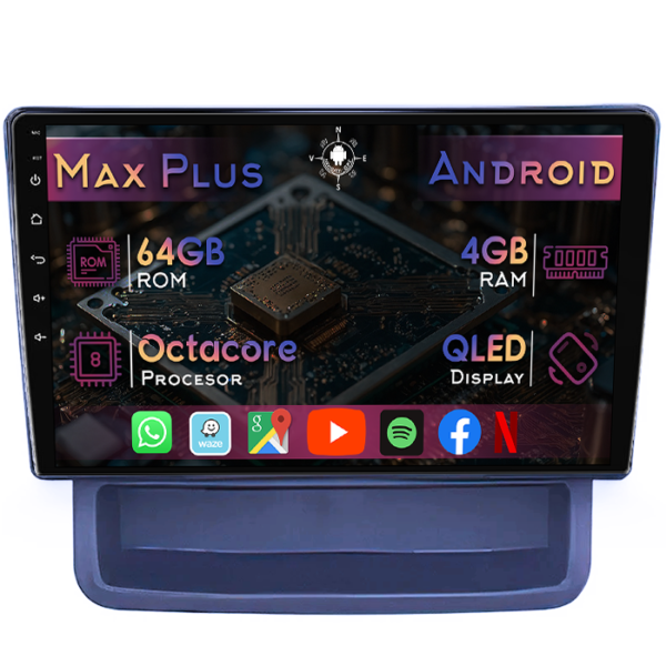 Navigatie dedicata Renault Trafic 2 2001-2014, 4GB RAM 64GB ROM, Octacore, Display 10" QLED, Carplay&Android Auto, Android 14, Suport camere AHD