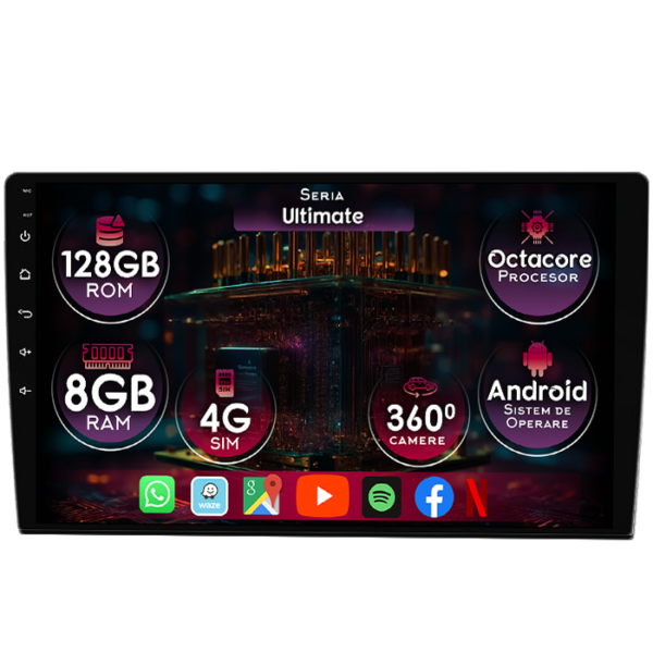 Navigatie dedicata Ford Transit 350 2020-2021, 8GB RAM 128GB ROM, Octacore, Platforma TS18, Display 9" QLED, Carplay&Android Auto, Android 14, Ventilator Activ