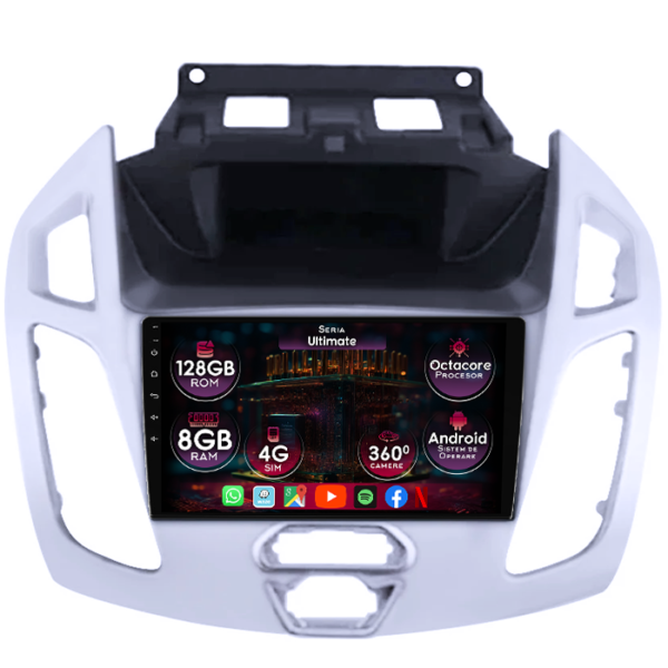 Navigatie dedicata Ford Transit/Tourneo Connect 2013-2022, 8GB RAM 128GB ROM, Octacore, Platforma TS18, Display 9" QLED, Carplay&Android Auto, Android 14, Ventilator Activ
