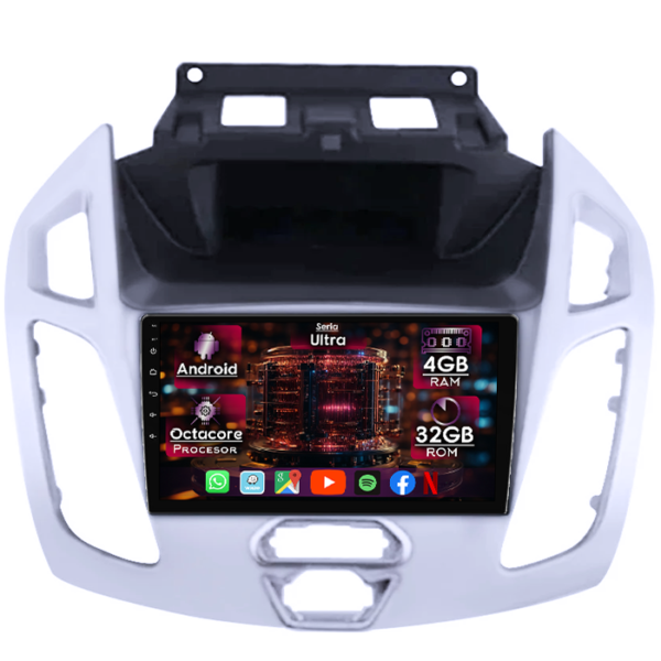 Navigatie dedicata Ford Transit/Tourneo Connect 2013-2022, 4GB RAM 32GB ROM, Octacore, Display 9" QLED, Carplay&Android Auto, Android 14, Ventilator Activ