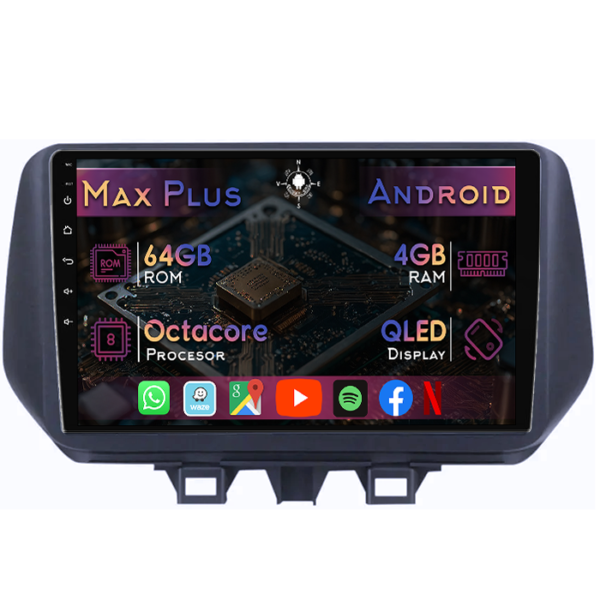 Navigatie dedicata Hyundai IX35 2019+, 4GB RAM 64GB ROM, Octacore, Display 9" QLED, Carplay&Android Auto, Android 14, Suport camere AHD