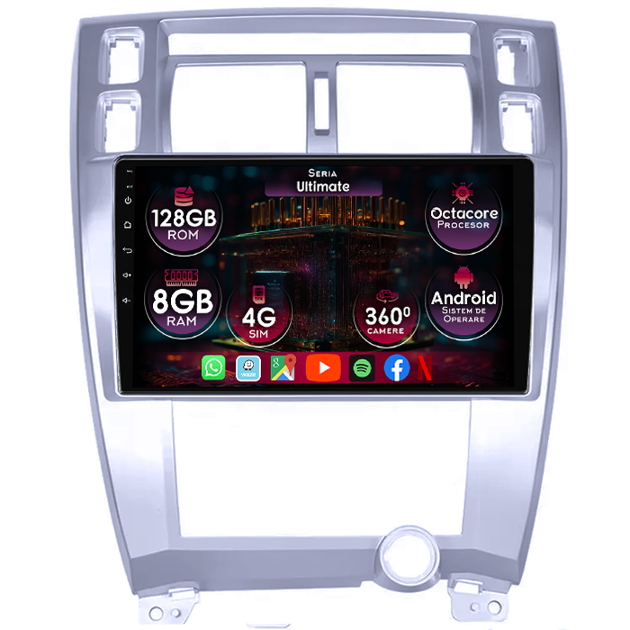 Navigatie dedicata Hyundai Tucson 2004-2010, 8GB RAM 128GB ROM, Octacore, Platforma TS18, Display 10" QLED, Carplay&Android Auto, Android 14, Ventilator Activ - imagine 1