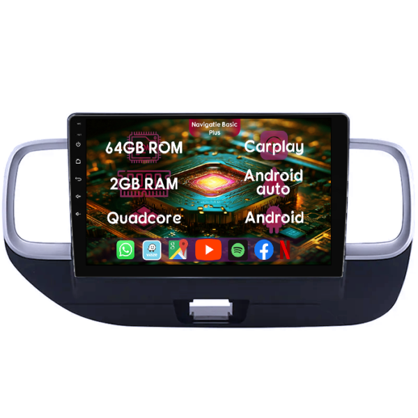 Navigatie dedicata Hyundai Venue 2019-2020, 2GB RAM 64GB ROM, Quad Core, Display 9" IPS Full HD, Carplay&Android Auto, Android 14, Suport camere AHD