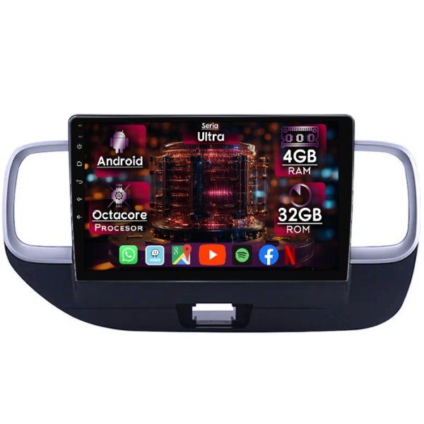 Navigatie dedicata Hyundai Venue 2019-2020, 4GB RAM 32GB ROM, Octacore, Display 9" QLED, Carplay&Android Auto, Android 14, Ventilator Activ