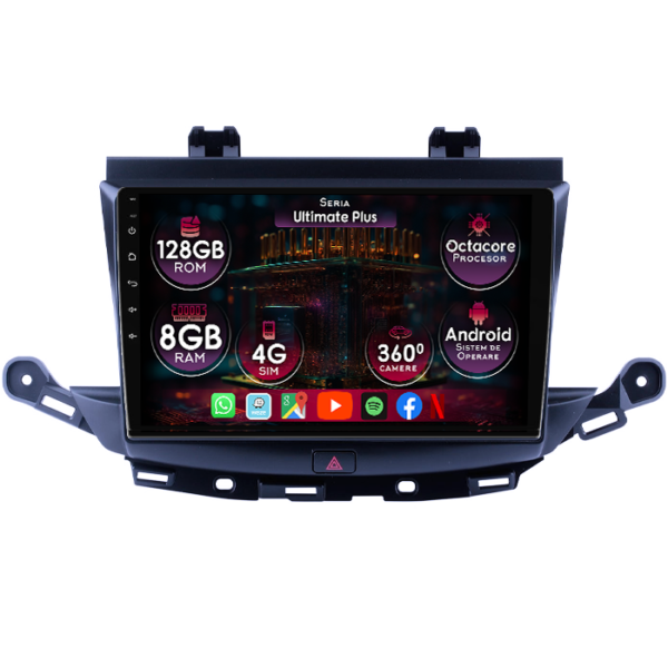Navigatie dedicata Opel Verano 2016+, 8GB RAM 128GB ROM, Octacore, Platforma 7862, Display 9" QLED, Carplay&Android Auto, Android 14, Ventilator Activ