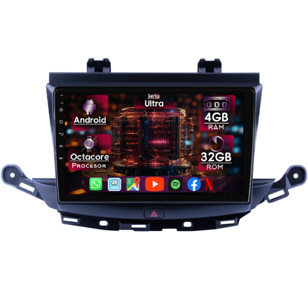 Navigatie dedicata Opel Verano 2016+, 4GB RAM 32GB ROM, Octacore, Display 9" QLED, Carplay&Android Auto, Android 14, Ventilator Activ