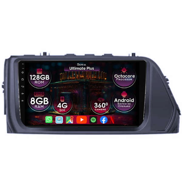 Navigatie dedicata Hyundai Verna 2017-2020, 8GB RAM 128GB ROM, Octacore, Platforma 7862, Display 9" QLED, Carplay&Android Auto, Android 14, Ventilator Activ