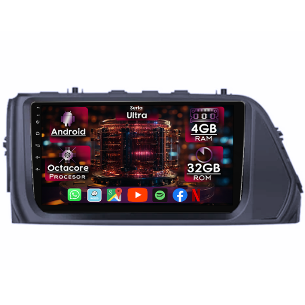 Navigatie dedicata Hyundai Verna 2017-2020, 4GB RAM 32GB ROM, Octacore, Display 9" QLED, Carplay&Android Auto, Android 14, Ventilator Activ