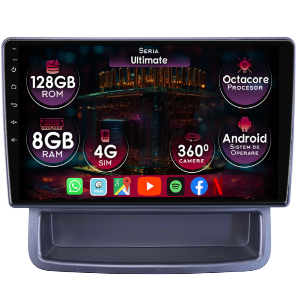 Navigatie dedicata Opel Vivaro 2010-2014, 8GB RAM 128GB ROM, Octacore, Platforma TS18, Display 10" QLED, Carplay&Android Auto, Android 14, Ventilator Activ