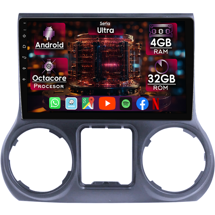 Navigatie dedicata Jeep Wrangler 2011-2016, 4GB RAM 32GB ROM, Octacore, Display 10" QLED 2K, Carplay&Android Auto, Android 14, Ventilator Activ - imagine 1
