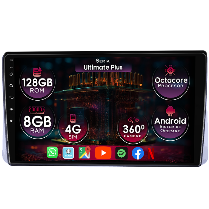 Navigatie dedicata Chrysler Grand Voyager 2013-2016, 8GB RAM 128GB ROM, Octacore, Platforma 7862, Display 9" QLED, Carplay&Android Auto, Android 14, Ventilator Activ - imagine 1