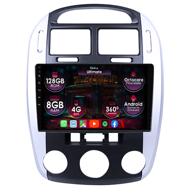 Navigatie dedicata Kia Cerato 2004-2008, 8GB RAM 128GB ROM, Octacore, Platforma TS18, Display 9" QLED, Carplay&Android Auto, Android 14, Ventilator Activ
