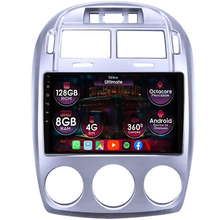 Navigatie dedicata Kia Cerato 2005-2006, 8GB RAM 128GB ROM, Octacore, Platforma TS18, Display 9" QLED, Carplay&Android Auto, Android 14, Ventilator Activ - imagine 1