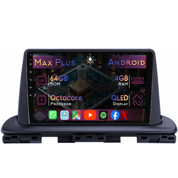 Navigatie dedicata Kia Cerato 2018-2021, 4GB RAM 64GB ROM, Octacore, Display 9" QLED, Carplay&Android Auto, Android 14, Suport camere AHD