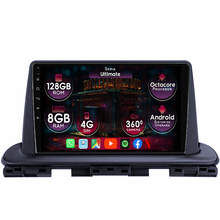 Navigatie dedicata Kia Cerato 2018-2021, 8GB RAM 128GB ROM, Octacore, Platforma TS18, Display 9" QLED, Carplay&Android Auto, Android 14, Ventilator Activ - imagine 1