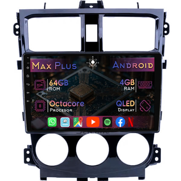 Navigatie dedicata Mitsubishi Colt 2013, 4GB RAM 64GB ROM, Octacore, Display 9" QLED, Carplay&Android Auto, Android 14, Suport camere AHD