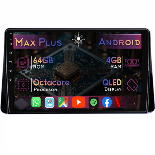 Navigatie dedicata Mitsubishi Eclipse Cross 2018-2019, 4GB RAM 64GB ROM, Octacore, Display 10" QLED, Carplay&Android Auto, Android 14, Suport camere AHD