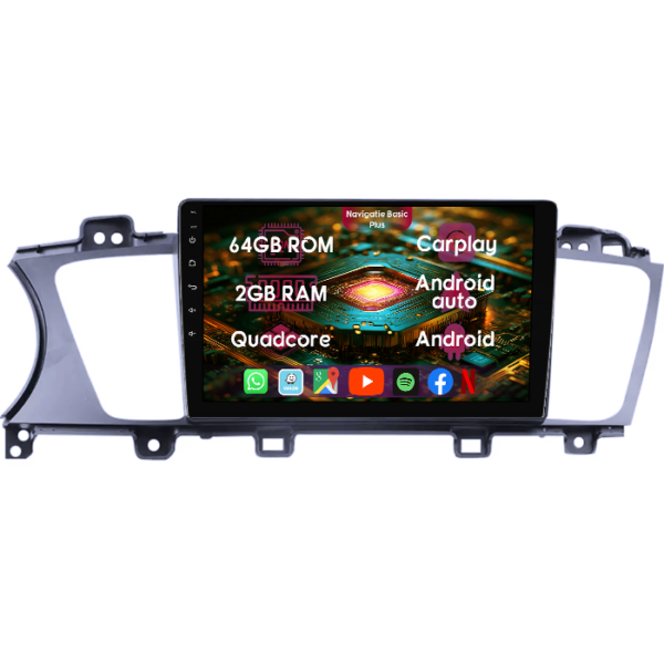 Navigatie dedicata Kia K7 Cadenza 2013-2017, 2GB RAM 64GB ROM, Quad Core, Display 9" IPS Full HD, Carplay&Android Auto, Android 14, Suport camere AHD