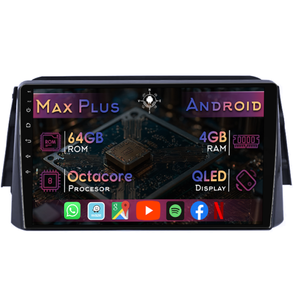 Navigatie dedicata Nissan Kicks 2016-2017, 4GB RAM 64GB ROM, Octacore, Display 9" QLED, Carplay&Android Auto, Android 14, Suport camere AHD
