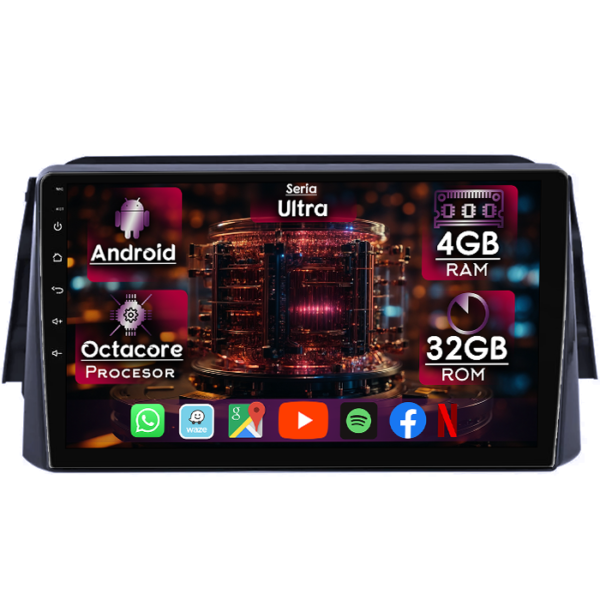 Navigatie dedicata Nissan Kicks 2016-2017, 4GB RAM 32GB ROM, Octacore, Display 9" QLED, Carplay&Android Auto, Android 14, Ventilator Activ