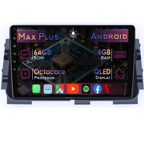 Navigatie dedicata Nissan Kicks Micra P15 2016-2020, 4GB RAM 64GB ROM, Octacore, Display 9" QLED, Carplay&Android Auto, Android 14, Suport camere AHD