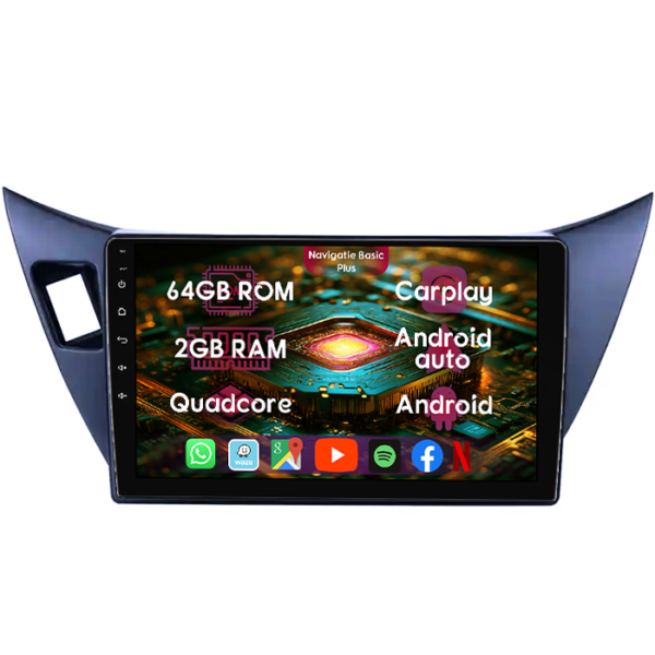 Navigatie dedicata Mitsubishi Lancer 2001-2007, 2GB RAM 64GB ROM, Quad Core, Display 9" IPS Full HD, Carplay&Android Auto, Android 14, Suport camere AHD