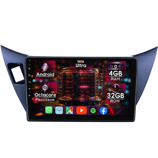 Navigatie dedicata Mitsubishi Lancer 2001-2007, 4GB RAM 32GB ROM, Octacore, Display 9" QLED, Carplay&Android Auto, Android 14, Ventilator Activ