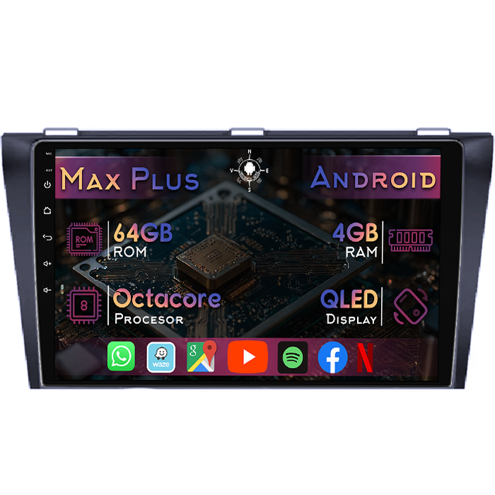 Navigatie dedicata Mazda 3 2004-2009, 4GB RAM 64GB ROM, Octacore, Display 9" QLED, Carplay&Android Auto, Android 14, Suport camere AHD - imagine 1