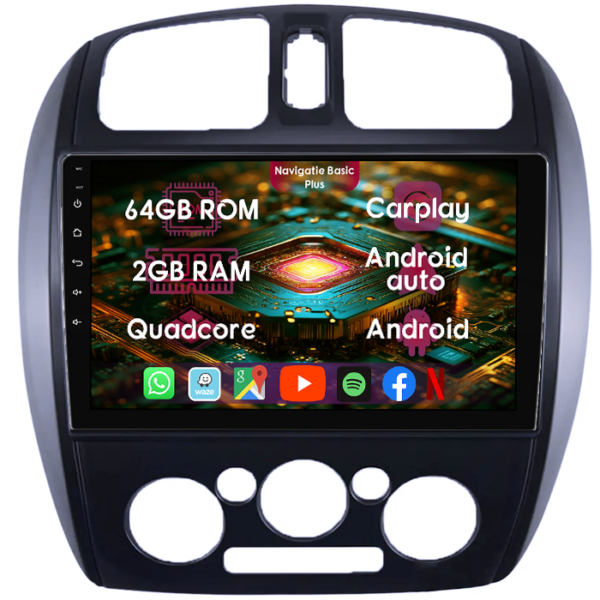 Navigatie dedicata MAZDA 323, 2GB RAM 64GB ROM, Quad Core, Display 9" IPS Full HD, Carplay&Android Auto, Android 14, Suport camere AHD