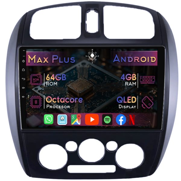 Navigatie dedicata MAZDA 323, 4GB RAM 64GB ROM, Octacore, Display 9" QLED, Carplay&Android Auto, Android 14, Suport camere AHD