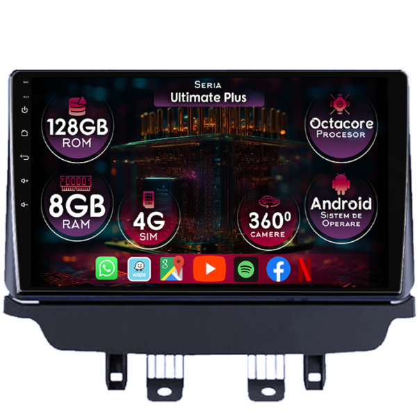 Navigatie dedicata Mazda CX-3 2014-2019, 8GB RAM 128GB ROM, Octacore, Platforma 7862, Display 9" QLED, Carplay&Android Auto, Android 14, Ventilator Activ