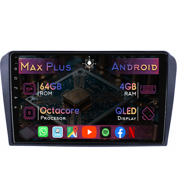 Navigatie dedicata Mazda 3 2004-2009/Axela, 4GB RAM 64GB ROM, Octacore, Display 9" QLED, Carplay&Android Auto, Android 14, Suport camere AHD - imagine 1