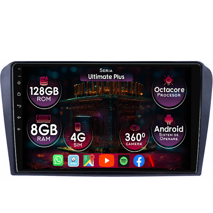 Navigatie dedicata Mazda 3 2004-2009/Axela, 8GB RAM 128GB ROM, Octacore, Platforma 7862, Display 9" QLED, Carplay&Android Auto, Android 14, Ventilator Activ - imagine 1