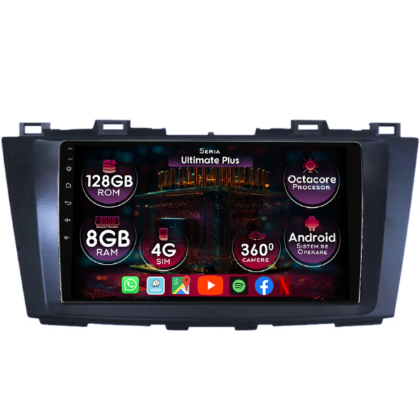 Navigatie dedicata Mazda 5 2010-2017, 8GB RAM 128GB ROM, Octacore, Platforma 7862, Display 9" QLED, Carplay&Android Auto, Android 14, Ventilator Activ