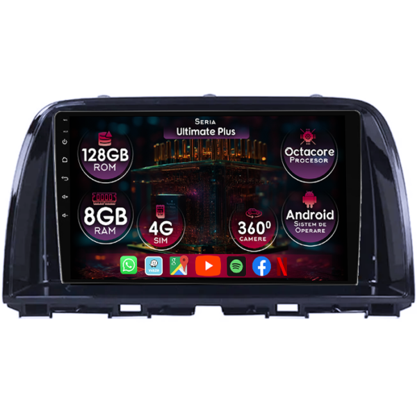 Navigatie dedicata Mazda CX-5 2012-2015, 8GB RAM 128GB ROM, Octacore, Platforma 7862, Display 9" QLED, Carplay&Android Auto, Android 14, Ventilator Activ