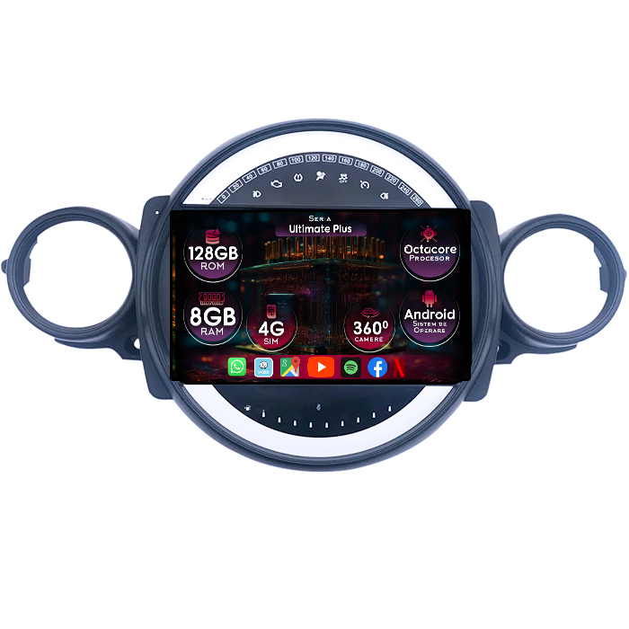Navigatie dedicata Mini Cooper 2007-2015, 8GB RAM 128GB ROM, Octacore, Platforma 7862, Display 9" QLED 2K, Carplay&Android Auto, Android 14, Ventilator Activ - imagine 1