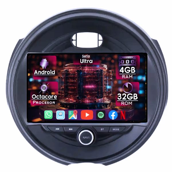 Navigatie dedicata Mini Cooper 2015-2019, 4GB RAM 32GB ROM, Octacore, Display 9" QLED, Carplay&Android Auto, Android 14, Ventilator Activ