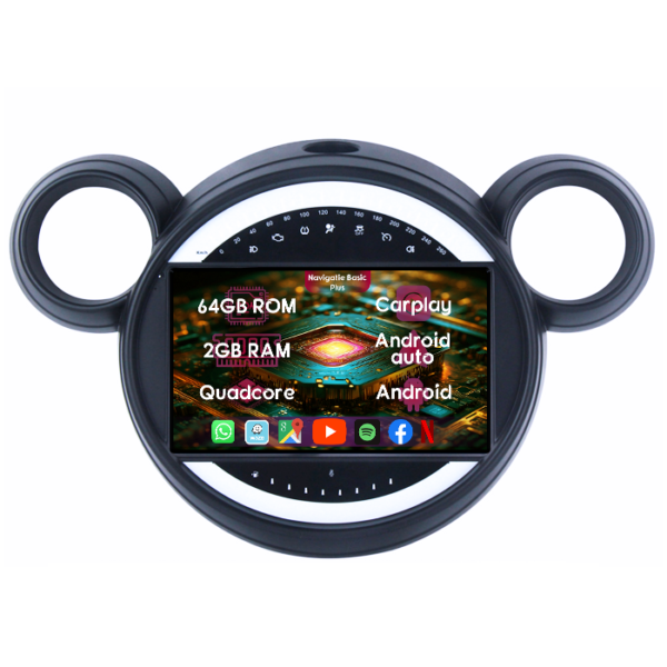 Navigatie dedicata Mini Cooper Countryman R60 2010-2016, 2GB RAM 64GB ROM, Quad Core, Display 9" IPS Full HD, Carplay&Android Auto, Android 14
