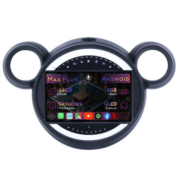Navigatie dedicata Mini Cooper Paceman 2012-2016, 4GB RAM 64GB ROM, Octacore, Display 9" QLED, Carplay&Android Auto, Android 14, Suport camere AHD