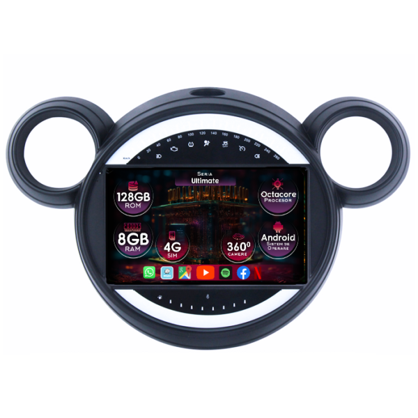 Navigatie dedicata Mini Cooper Paceman 2012-2016, 8GB RAM 128GB ROM, Octacore, Platforma TS18, Display 9" QLED, Carplay&Android Auto, Android 14, Ventilator Activ