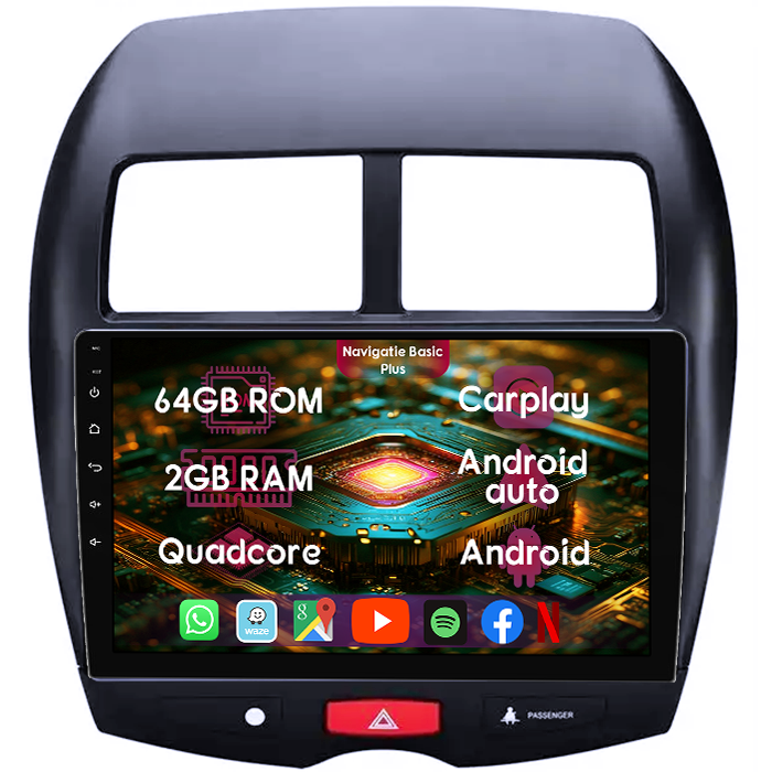 Navigatie dedicata Mitsubishi ASX 2010-2019, 2GB RAM 64GB ROM, Quad Core, Display 10" IPS Full HD, Carplay&Android Auto, Android 14, Suport camere AHD - imagine 1
