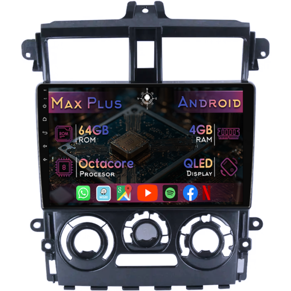 Navigatie dedicata Mitsubishi Colt Plus 2007-2012, 4GB RAM 64GB ROM, Octacore, Display 9" QLED, Carplay&Android Auto, Android 14, Suport camere AHD