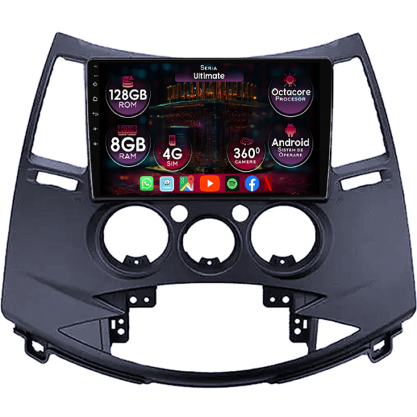 Navigatie dedicata Mitsubishi Grandis 2003-2011, 8GB RAM 128GB ROM, Octacore, Platforma TS18, Display 9" QLED, Carplay&Android Auto, Android 14, Ventilator Activ