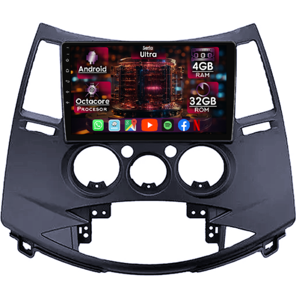 Navigatie dedicata Mitsubishi Grandis 2003-2011, 4GB RAM 32GB ROM, Octacore, Display 9" QLED, Carplay&Android Auto, Android 14, Ventilator Activ