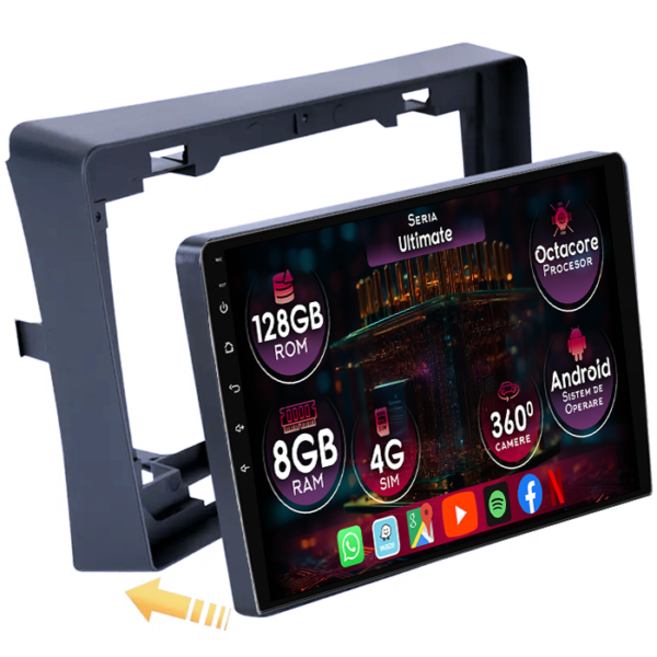 Navigatie dedicata Mitsubishi L200 2018-2020, 8GB RAM 128GB ROM, Octacore, Platforma TS18, Display 9" QLED, Carplay&Android Auto, Android 14, Ventilator Activ
