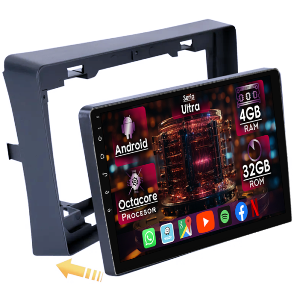 Navigatie dedicata Mitsubishi L200 2018-2020, 4GB RAM 32GB ROM, Octacore, Display 9" QLED, Carplay&Android Auto, Android 14, Ventilator Activ