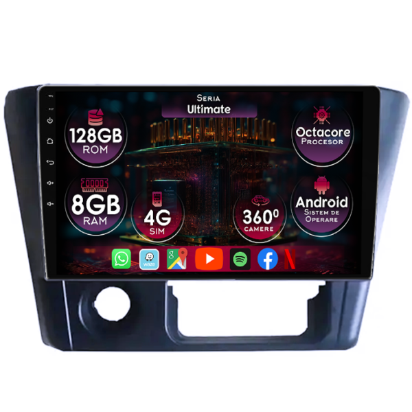 Navigatie dedicata Mitsubishi Lancer 2006, 8GB RAM 128GB ROM, Octacore, Platforma TS18, Display 9" QLED, Carplay&Android Auto, Android 14, Ventilator Activ