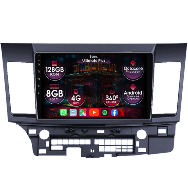 Navigatie dedicata Mitsubishi Lancer 2007-2012, 8GB RAM 128GB ROM, Octacore, Platforma 7862, Display 10" QLED 2K, Carplay&Android Auto, Android 14, Ventilator Activ
